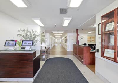 Hallway with nurses desk